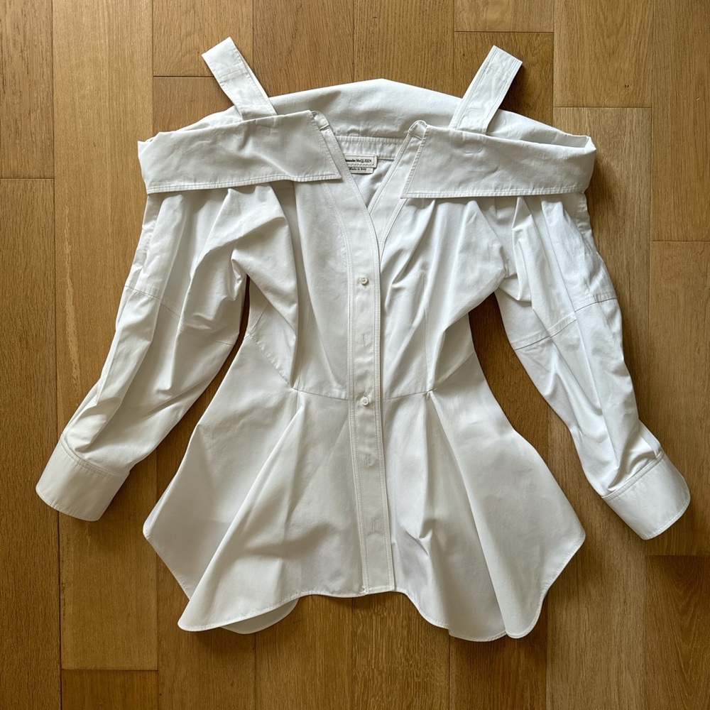 Alexander McQueen White Off-Shoulder Women's Top